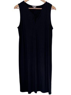 J.Jill Wearever Collection Black Sleeveless V-Neck Twist Stretch Midi Dress M